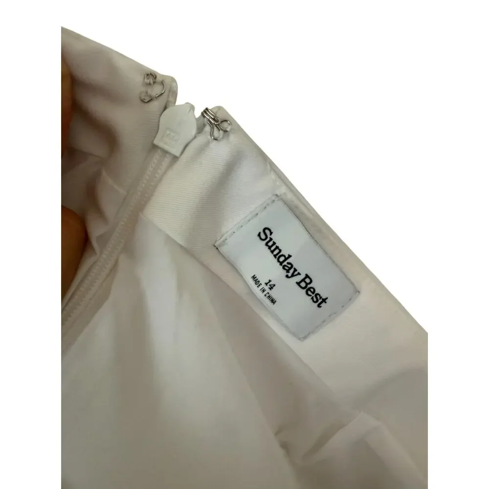 Aritzia Sunday Best Tatiana White Mini Skirt Side Slit Zip Plus Size 14 NEW